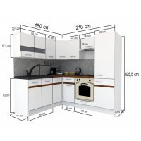 Bucatarie de Colt GENA NEW 7 ST. 180-210, Cu Corp de Cuptor, Stejar Sonoma